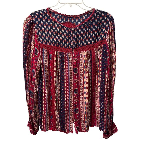 Maeve Bohemian Floral Print Long Sleeve Top Sz 12 multi blouse - Picture 11 of 12